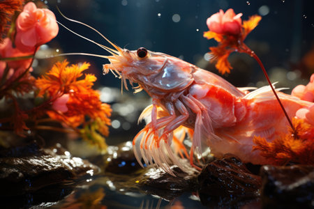 Fishermen cultivate and research shrimp in organic farms, catch shrimp to sell in market,の素材
