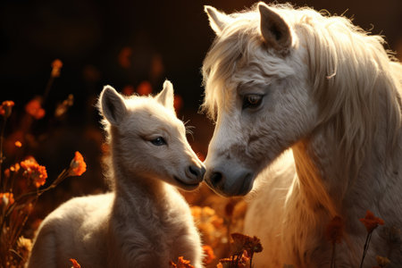 Horses live a life of freedom in wide grassy fields.Generated with AIの素材