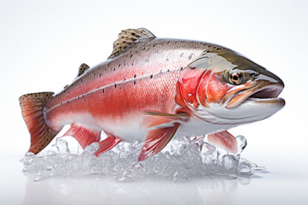 Fishermen cultivate and research salmon in organic farms, catch salmon to sell in market, dishes in restaurants.の素材