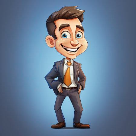 An endearing businessman character depicted in vector illustrationの素材