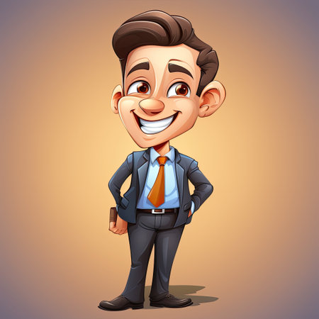 An endearing businessman character depicted in vector illustrationの素材