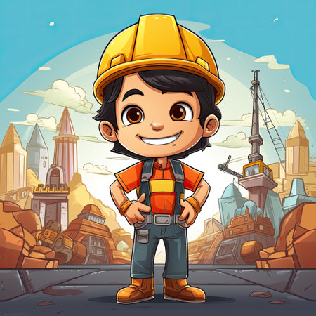 vector illustration depicts a lovable mechanic with a friendly smile, showcasing their approachable and endearing characterの素材
