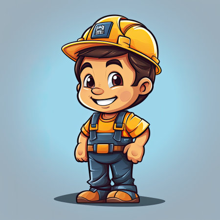 vector illustration depicts a lovable mechanic with a friendly smile, showcasing their approachable and endearing characterの素材