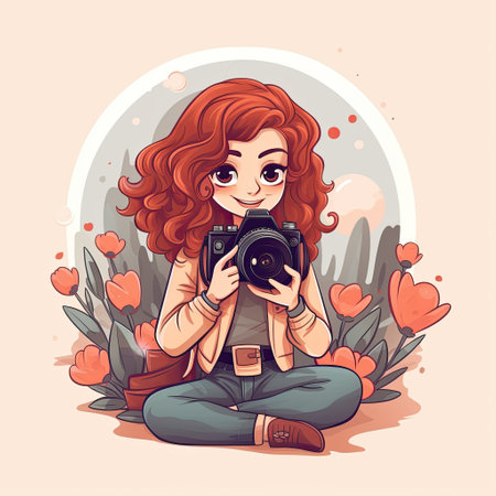 A charming vector illustration of a cute photographer,の素材