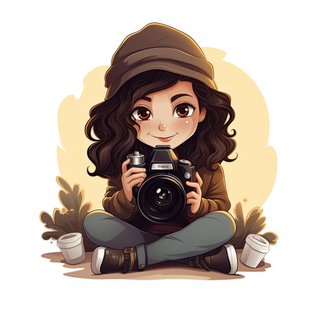 A charming vector illustration of a cute photographer,の素材