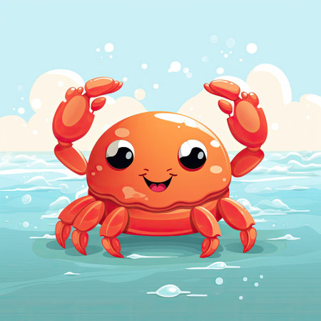 A cute and charming crab character in vector illustration,の素材