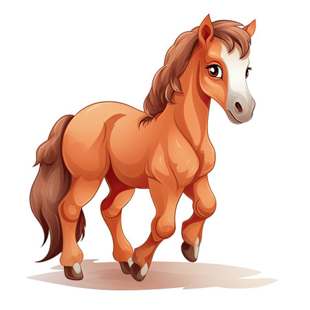 A cute and charming horse character in vector illustrationの素材