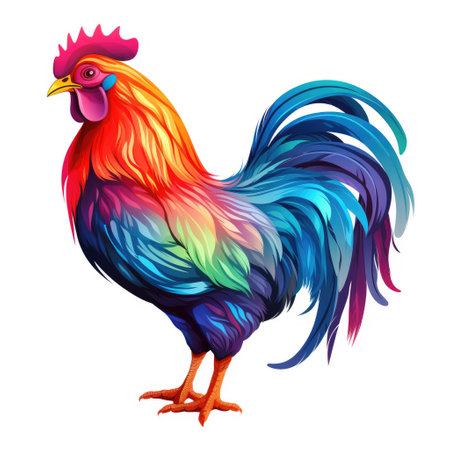Vector illustration of an endearing chicken icon. It showcases a charming and delightful chicken with vibrant colors and a friendly appealの素材