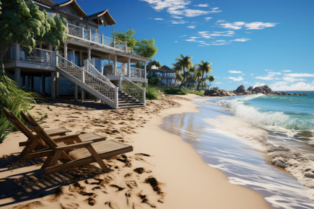 Beach Getaway: Sandy shores, beachcombing, and sunsets by the sea.の素材