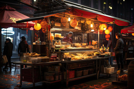 Street Food Vendor: Preparing and serving delicious local street foodの素材