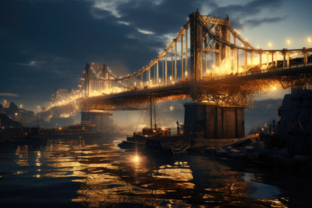 Bridge Building: Engineers constructing a sturdy, architectural bridgeの素材