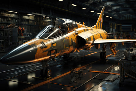 Aerospace Engineer: Examining aircraft designs in a hangar.の素材