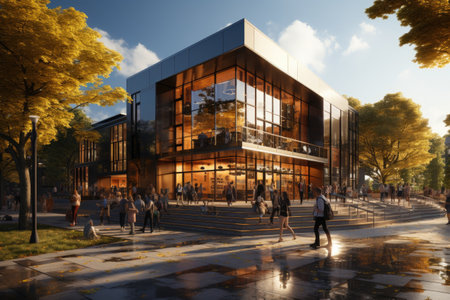 School Construction: Building a new educational institution for eager studentsの素材