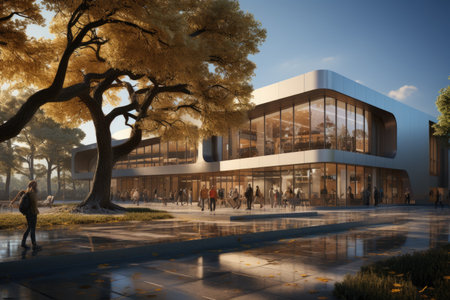 School Construction: Building a new educational institution for eager studentsの素材