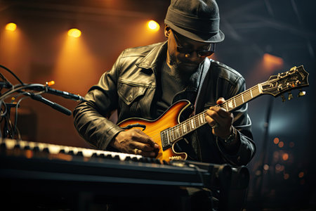 Music Studio: Musicians in action, recording, and live performancesの素材