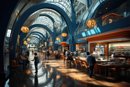 Retail Shopping: Shoppers in a mall exploring productsの素材