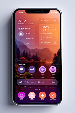 Mobile App UI Mock-up: Generate a sleek and modern UI mock-up for a mobile app using AIの素材