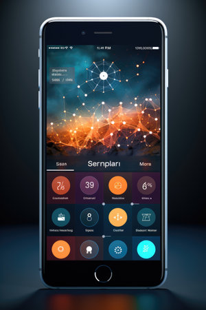 Mobile App UI Mock-up: Generate a sleek and modern UI mock-up for a mobile app using AIの素材