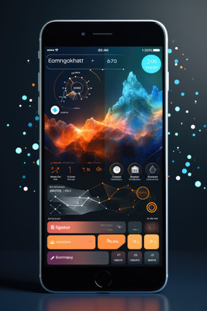 Mobile App UI Mock-up: Generate a sleek and modern UI mock-up for a mobile app using AIの素材