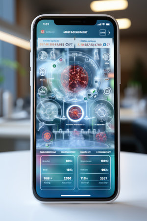 Healthcare App UI Mock-up: Generate a user-friendly UI mock-up for a healthcare or medical application with AI.の素材