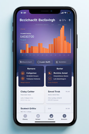 Banking App Transaction Page Mock-up: Generate a transaction page UI mock-up for a mobile banking app with AI assistanceの素材