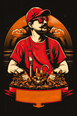 Workers ,Professional t-shirt design vectorの素材