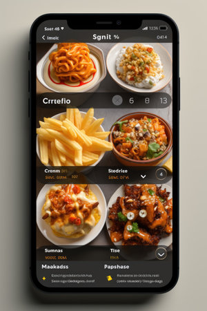 Restaurant Food Ordering App Mock-up: Generate a user-friendly UI mock-up for a food ordering app for restaurants using AIの素材