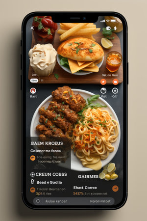 Restaurant Food Ordering App Mock-up: Generate a user-friendly UI mock-up for a food ordering app for restaurants using AIの素材