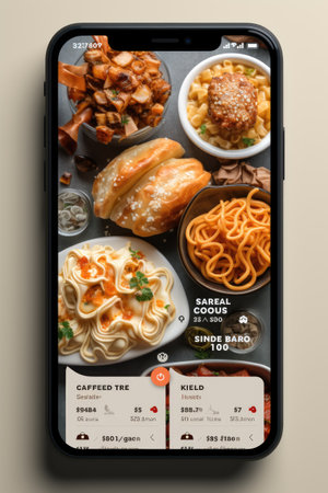 Restaurant Food Ordering App Mock-up: Generate a user-friendly UI mock-up for a food ordering app for restaurants using AIの素材