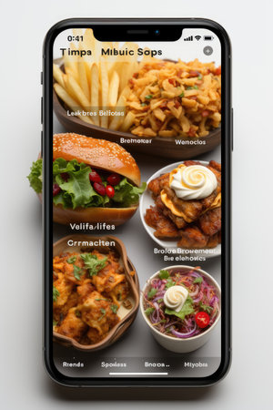 Restaurant Food Ordering App Mock-up: Generate a user-friendly UI mock-up for a food ordering app for restaurants using AIの素材