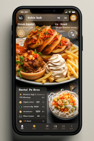 Restaurant Food Ordering App Mock-up: Generate a user-friendly UI mock-up for a food ordering app for restaurants using AIの素材