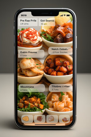 Restaurant Food Ordering App Mock-up: Generate a user-friendly UI mock-up for a food ordering app for restaurants using AIの素材