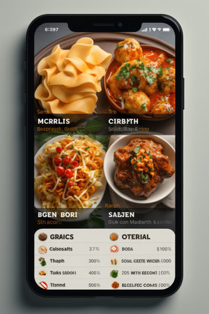 Restaurant Food Ordering App Mock-up: Generate a user-friendly UI mock-up for a food ordering app for restaurants using AIの素材