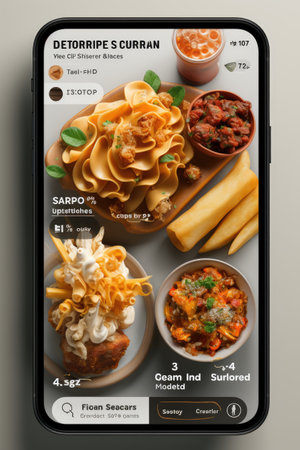 Restaurant Food Ordering App Mock-up: Generate a user-friendly UI mock-up for a food ordering app for restaurants using AIの素材