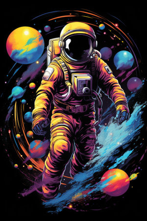 Galaxy Explorer: A cosmic-themed design with planets and stars for space enthusiasts. Professional t-shirt designの素材