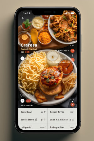 Restaurant Food Ordering App Mock-up: Generate a user-friendly UI mock-up for a food ordering app for restaurants using AIの素材