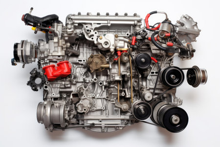 knolling of car repair equipment,isolated white backgroundの素材