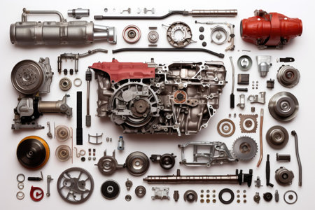 knolling of car repair equipment,isolated white backgroundの素材