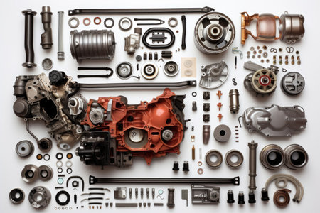 knolling of car repair equipment,isolated white backgroundの素材