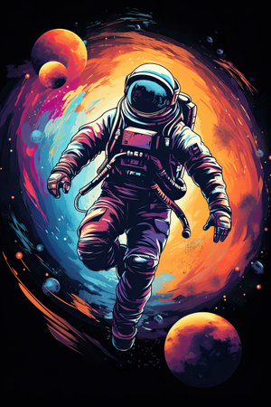 Galaxy Explorer: A cosmic-themed design with planets and stars for space enthusiasts. Professional t-shirt designの素材