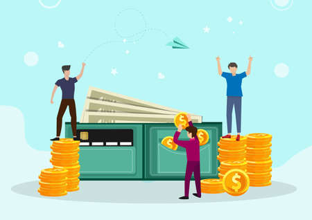 Wallet for coins, banknotes and credit cards Character employees help secure investments and save...