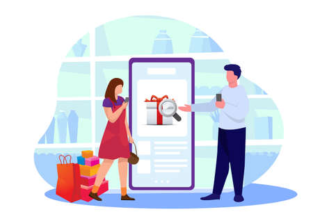 Order grocery online. Order with smartphone, shopping online concept. People buying grocery food...