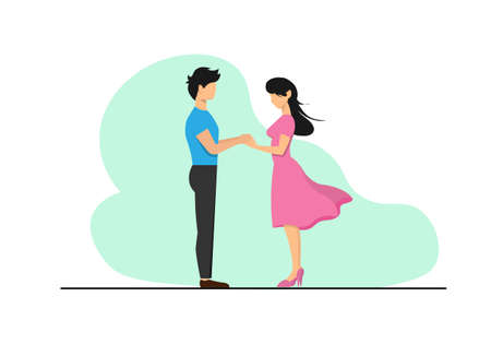 A man tells love Ready to hold the hand of a young womanのイラスト素材