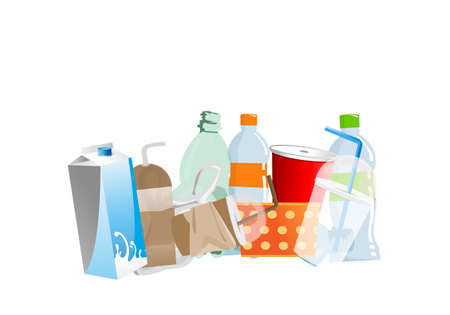 Pile of plastic waste dump isolated on white background, plastic bottle garbage waste, plastic waste...