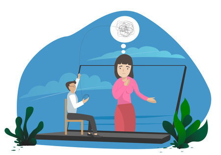 Psychology online counseling. Concept of life and mental health problemsのイラスト素材
