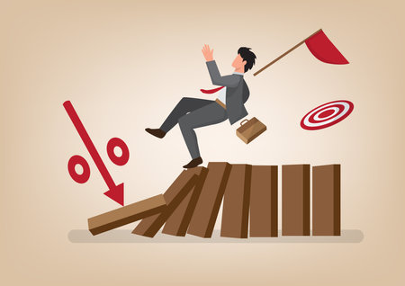 vector illustration of male and female climbers who are helping each other on the way to the top of the mountainのイラスト素材