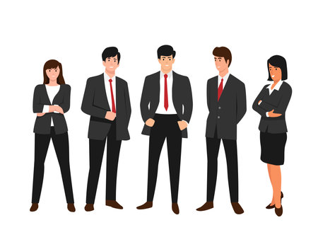 Set of people characters for business. Business people wear Suits hold bag and folder. Vector illustration design.のイラスト素材
