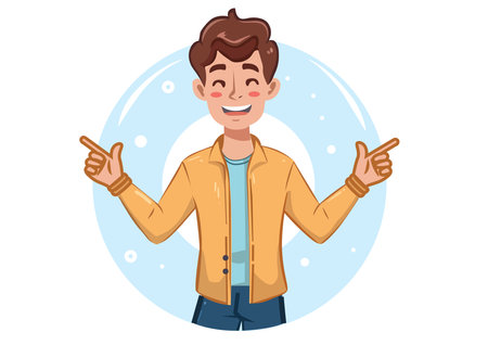 A confident man, a smiling smile on his face shows pride and self-confidence, promoting a positive self-image.のイラスト素材