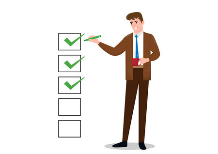 Businessman, he is entering a check markのイラスト素材