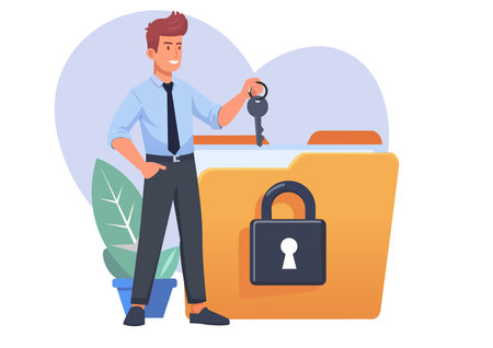 Flat style illustration. Personal information protectionのイラスト素材